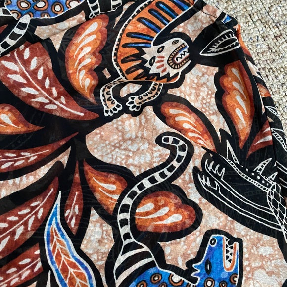 H&M Tribal Print Blouse Eccentric Top Size 4 Sleeveless Tiger Leopard Boho - Picture 2 of 6